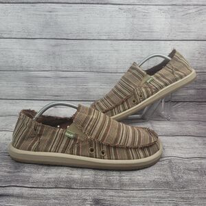 SANUK Vagabond Funk Men's Slip On Loafer Size 10 Green Brown Drop Heel